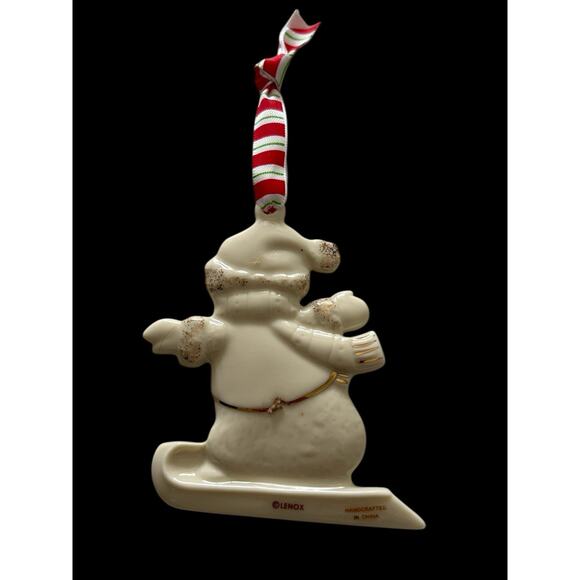 Lenox Xmas Skating Snowman Ornament Merrily Yours Personalized Blank 3.5" - Picture 2 of 4